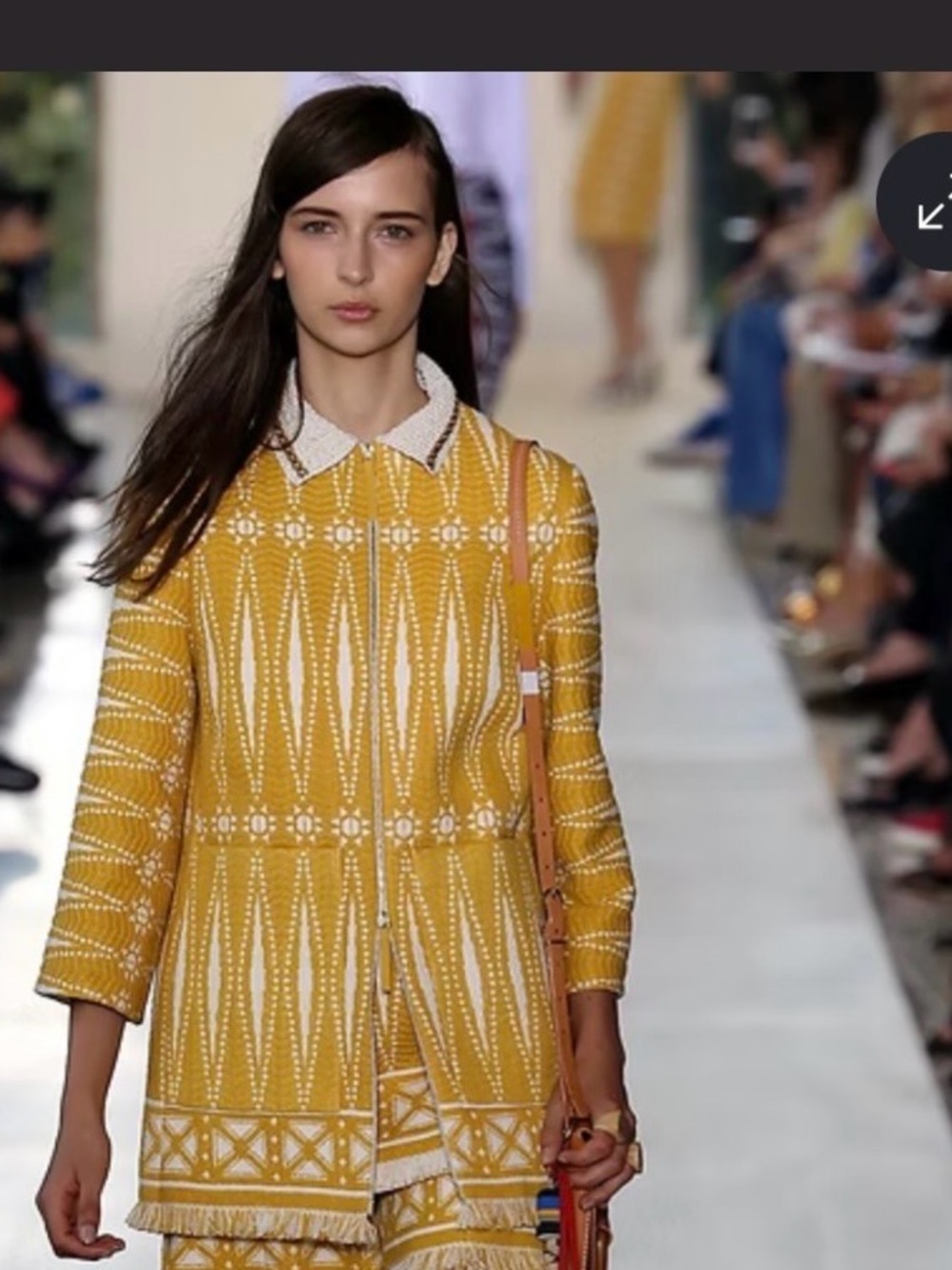 Tory Burch Mustard Yellow and White Textured Zip-Front Jacket